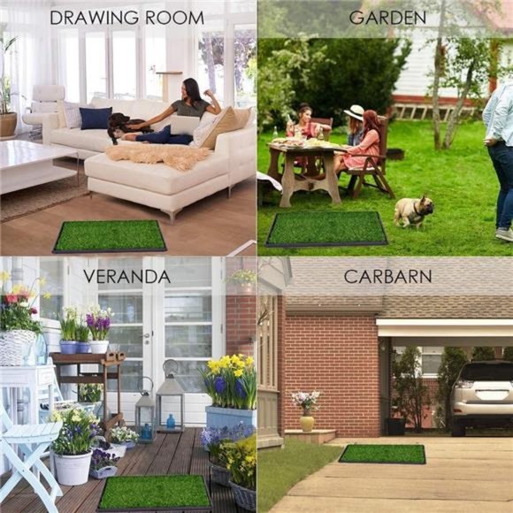 Dog Potty Grass Pad - Puppy Potty Training Artificial Grass Mats with Tray - Picture 4 of 6